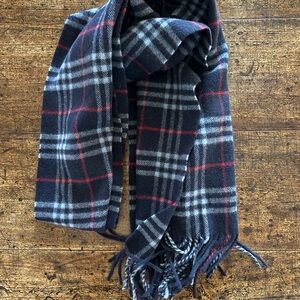 Burberry Navy and Red Plaid Scarf